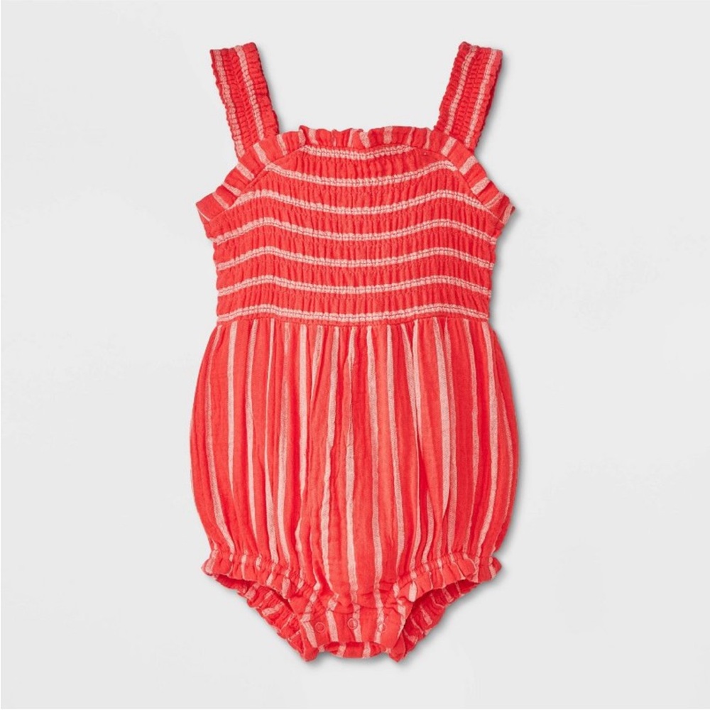 Cat & Jack Newborn Striped Baby Girl Romper